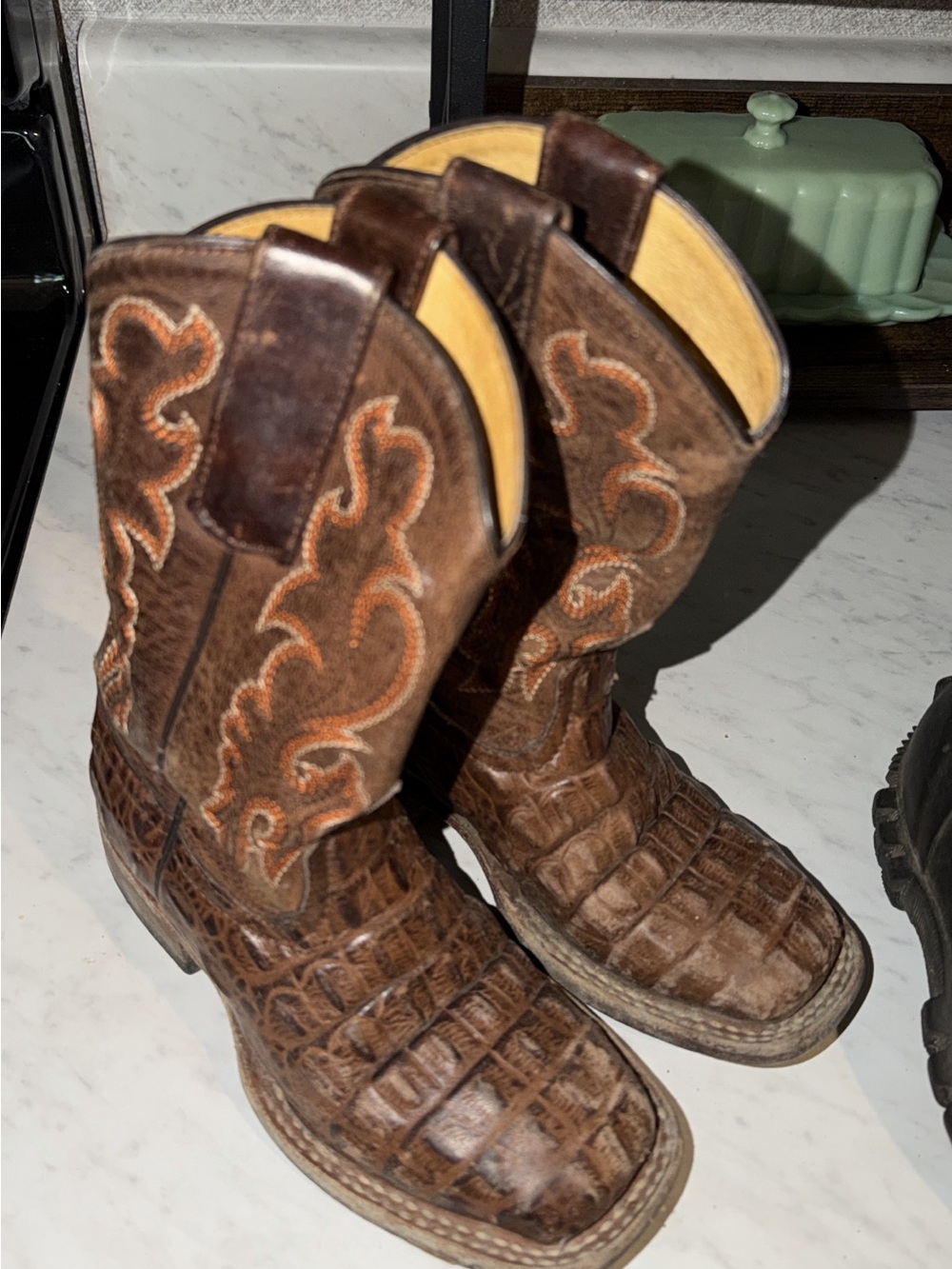 Kids Brown Western Pull-On Cowboy Boots